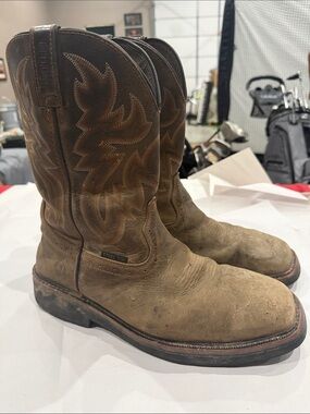 Wolverine Brown Leather Cowboy Steel-Toe Western Boots